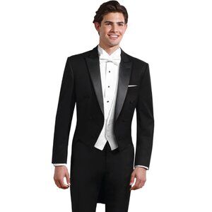 Neil Allyn Formal Collection Black Wool Pants Vest Tailcoat Tuxedo Set 3pc 48R